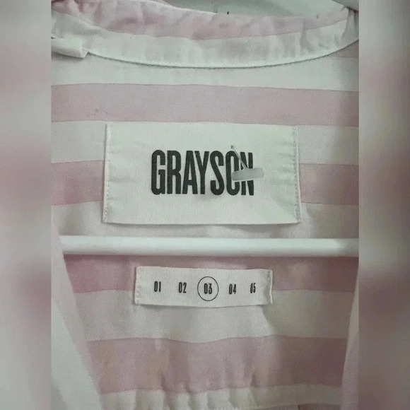 Grayson The Hero Lyocell Pink White Striped Button Down Size M - Picture 4 of 5